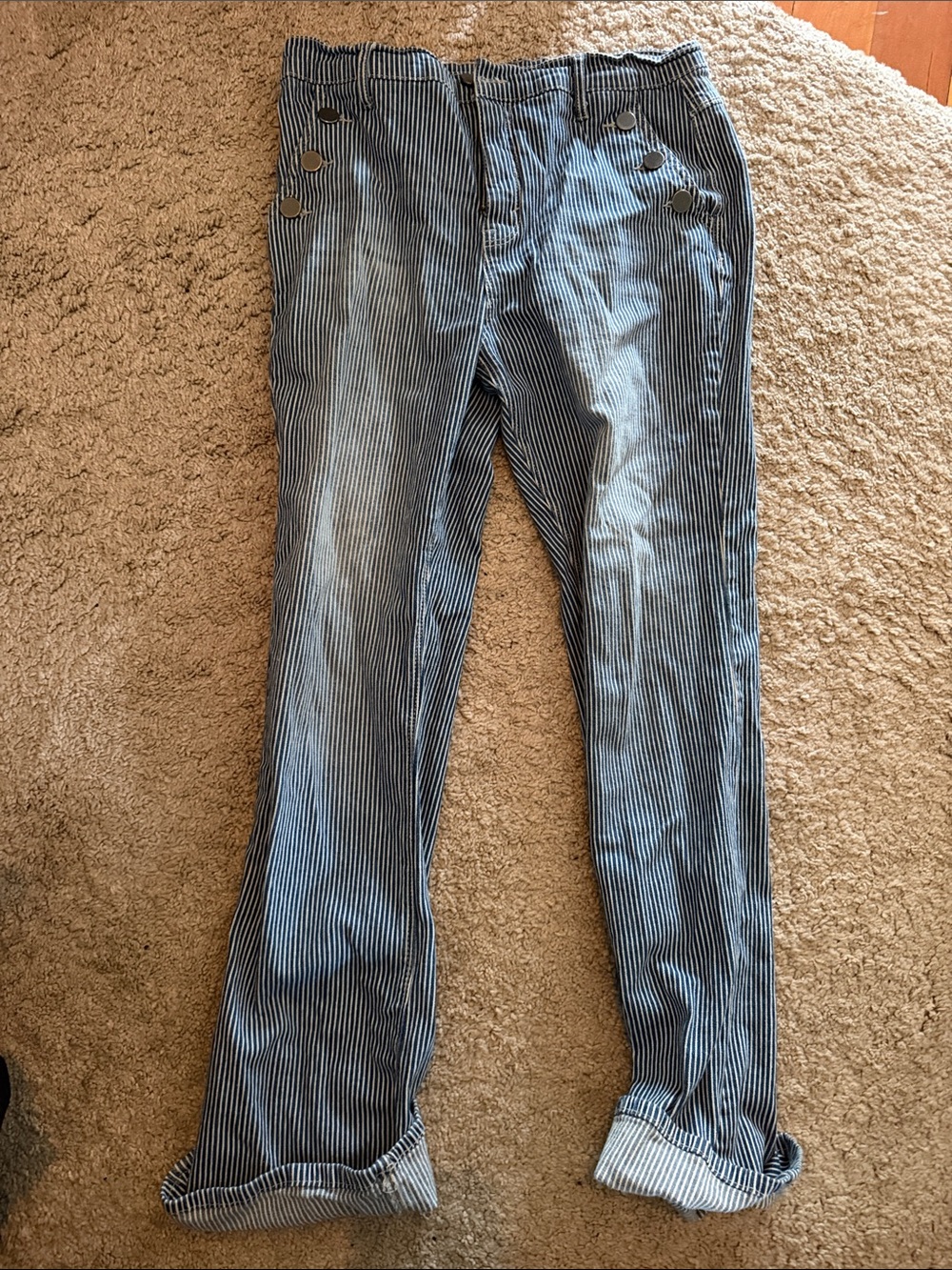 Men's Straight Pinstripe Jeans in Blue